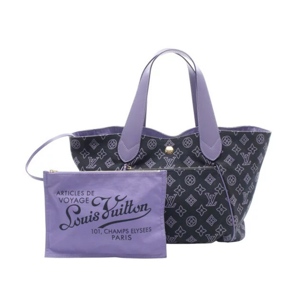 Louis Vuitton Cabay Panema Beach Tote Bag Pouch Leather Monogram Black